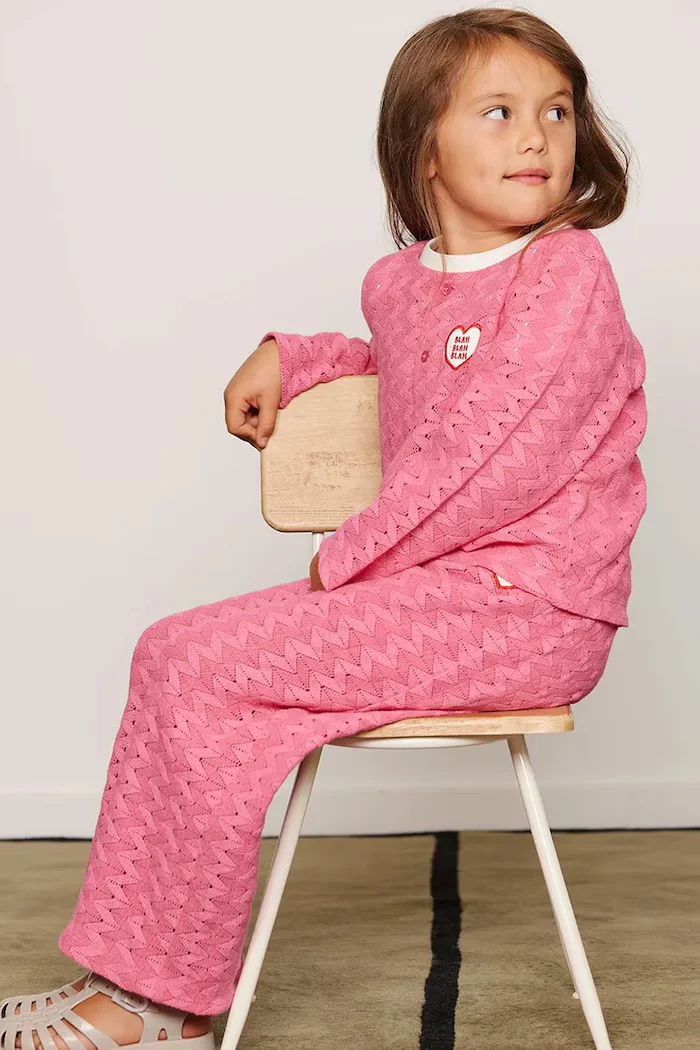 MINI RODINI спортен панталон за деца от памук Lace розов 26630105