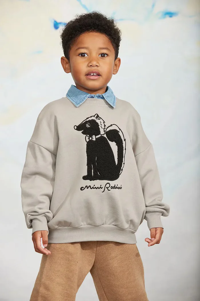 MINI RODINI суичър за деца от памук Skunk сив 26720114