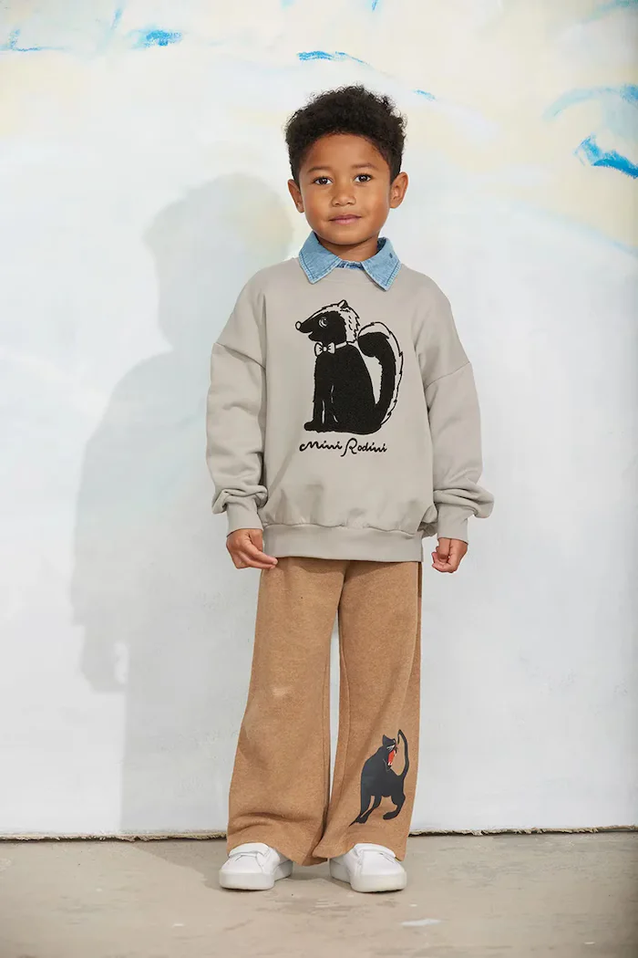 MINI RODINI суичър за деца от памук Skunk сив 26720114