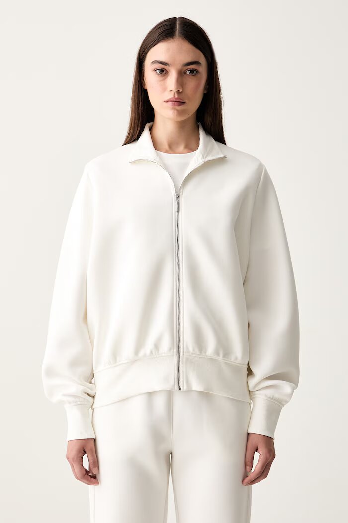 mm by max mara суичър с цип дамски с памук MMLVOLUME бял 2626926037600