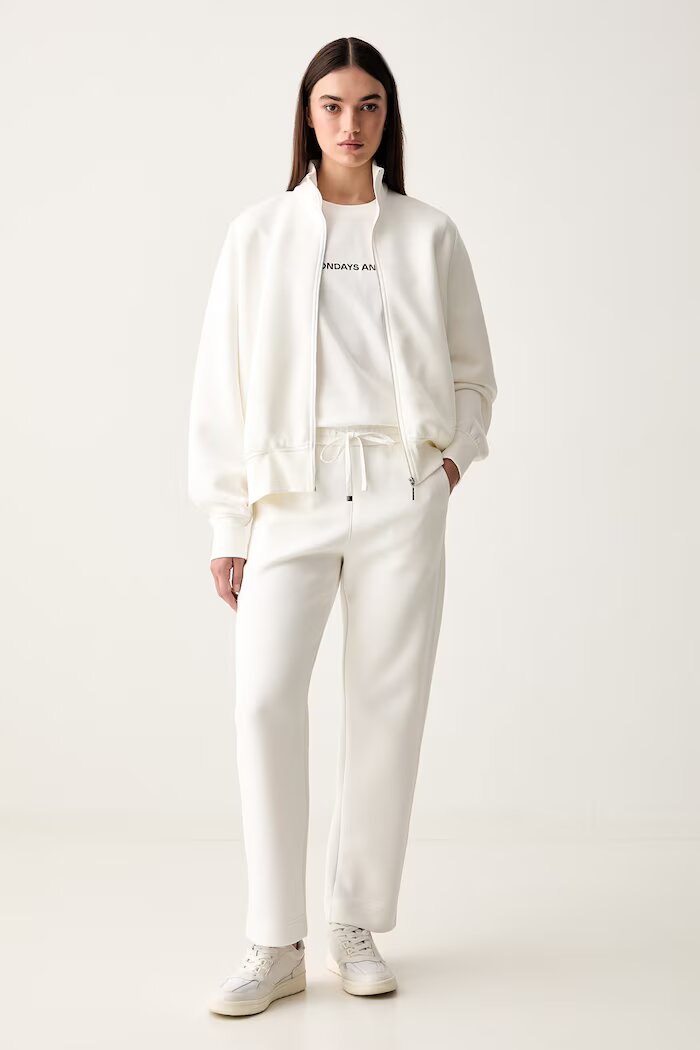 mm by max mara суичър с цип дамски с памук MMLVOLUME бял 2626926037600