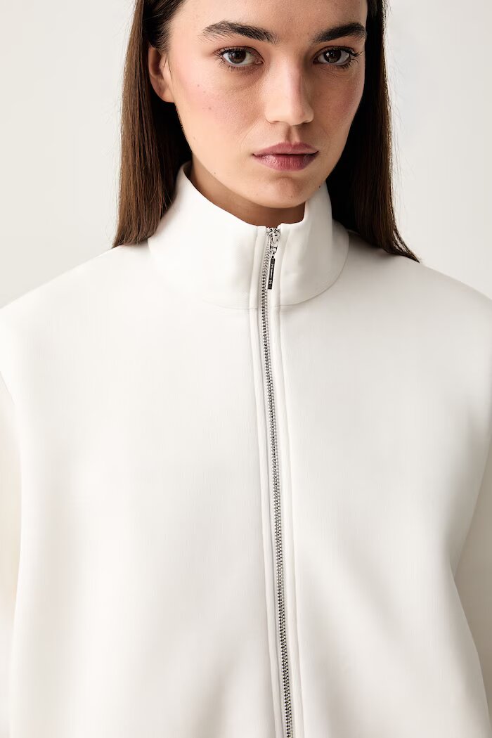 mm by max mara суичър с цип дамски с памук MMLVOLUME бял 2626926037600