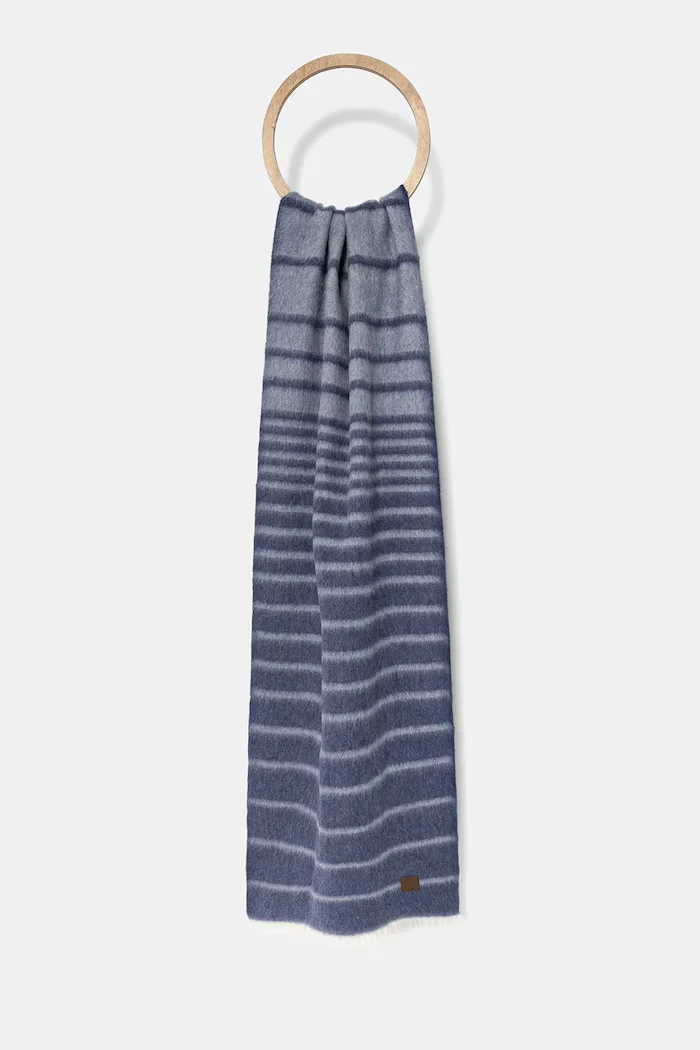 mm by max mara Вълнен шал DIADEMA в тъмносиньо с десен 2526546038600