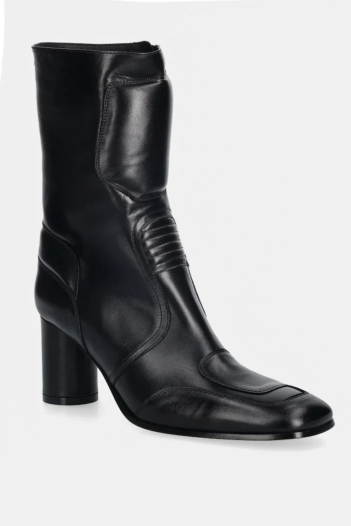 MM6 MAISON MARGIELA Кожени боти в черно с дебел ток S66WU0136.P3350.T8013