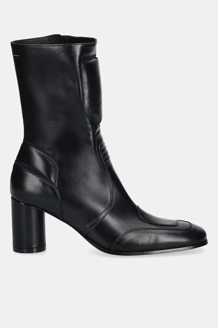 MM6 MAISON MARGIELA Кожени боти в черно с дебел ток S66WU0136.P3350.T8013