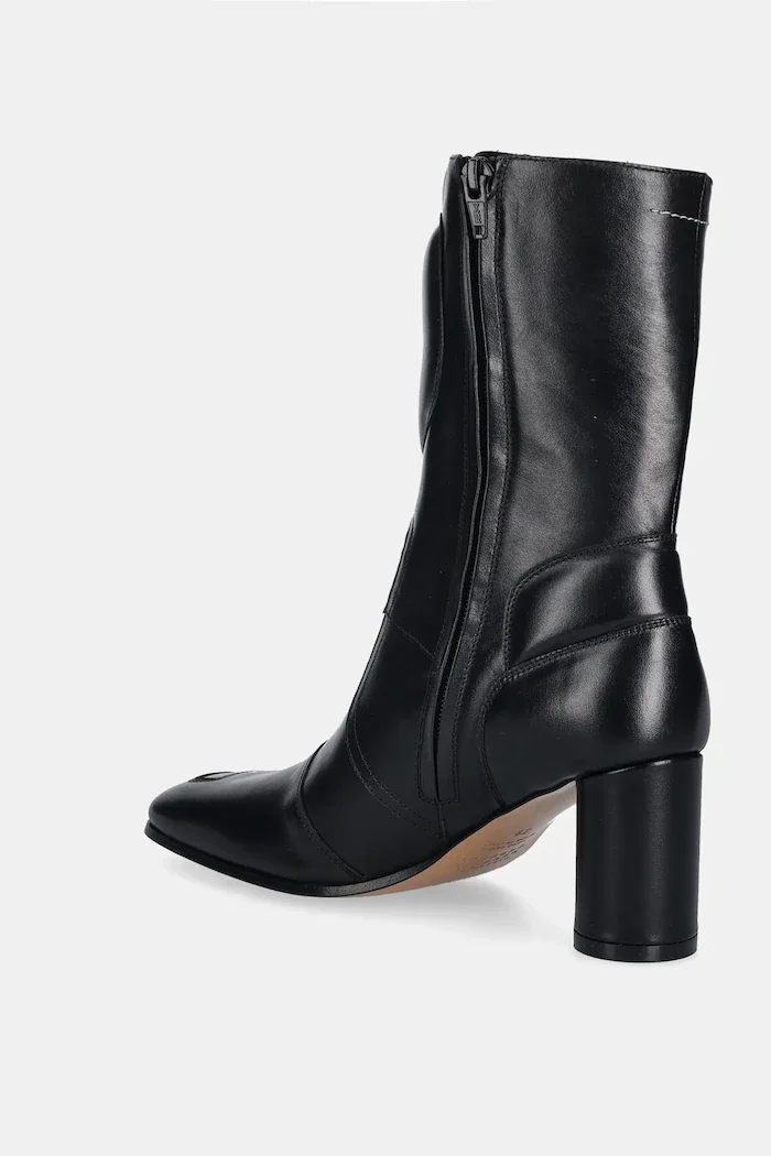 MM6 MAISON MARGIELA Кожени боти в черно с дебел ток S66WU0136.P3350.T8013