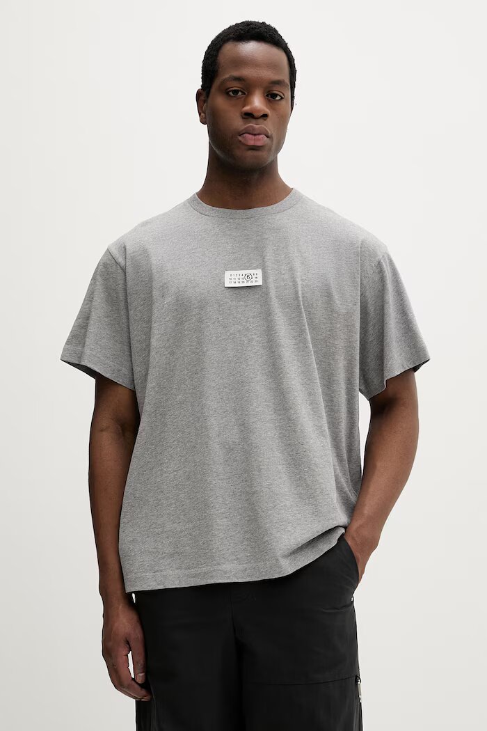 MM6 MAISON MARGIELA Памучна тениска в сиво с изчистен дизайн SH0GC0071.M20170