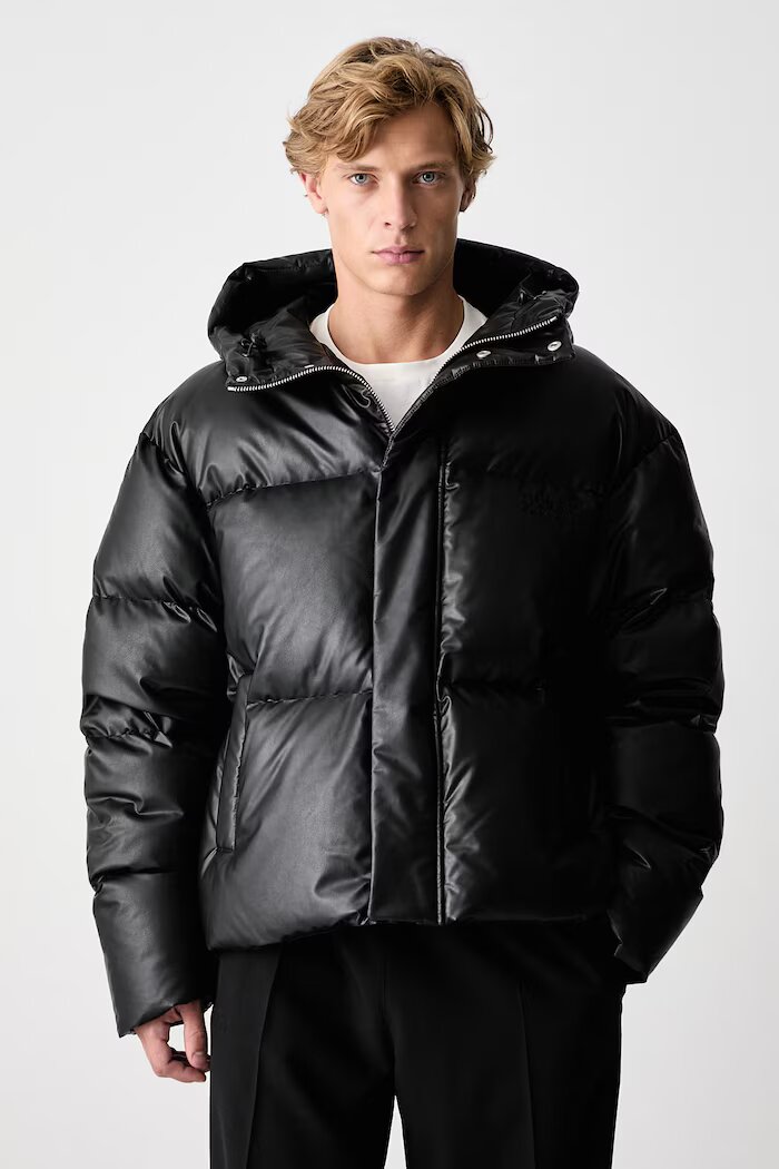 MM6 MAISON MARGIELA пухено яке мъжко от имитация на кожа черно SH0AM0098-M36016