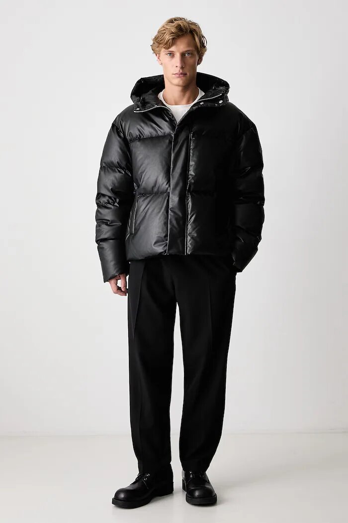 MM6 MAISON MARGIELA пухено яке мъжко от имитация на кожа черно SH0AM0098-M36016