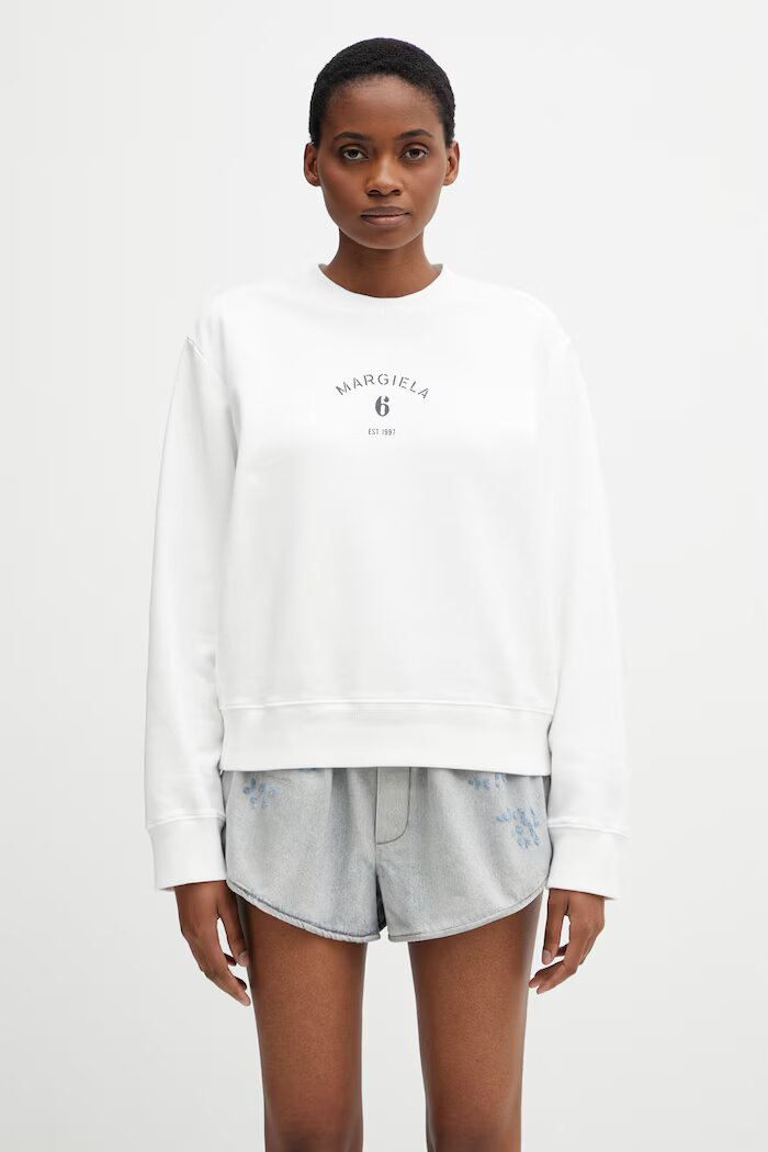 MM6 MAISON MARGIELA суичър дамски от памук бял S62GU0145.M25014