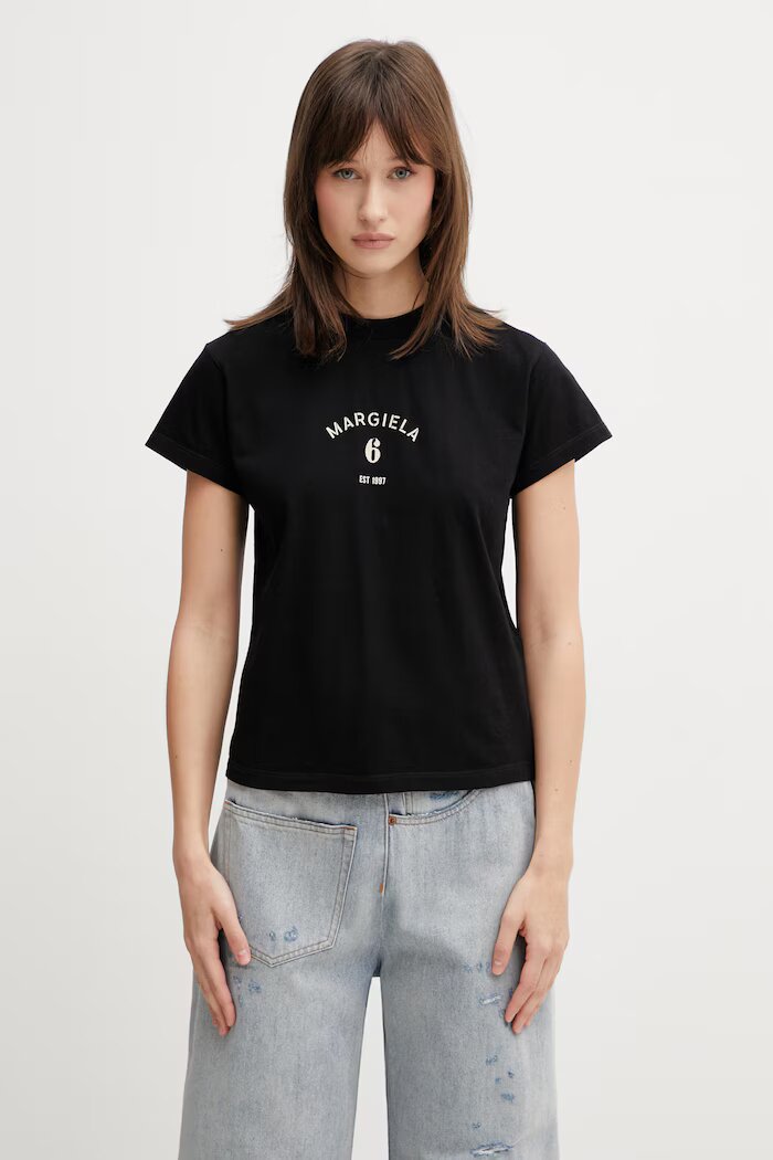 MM6 MAISON MARGIELA тениска дамска от памук черна S62GD0216.M20048