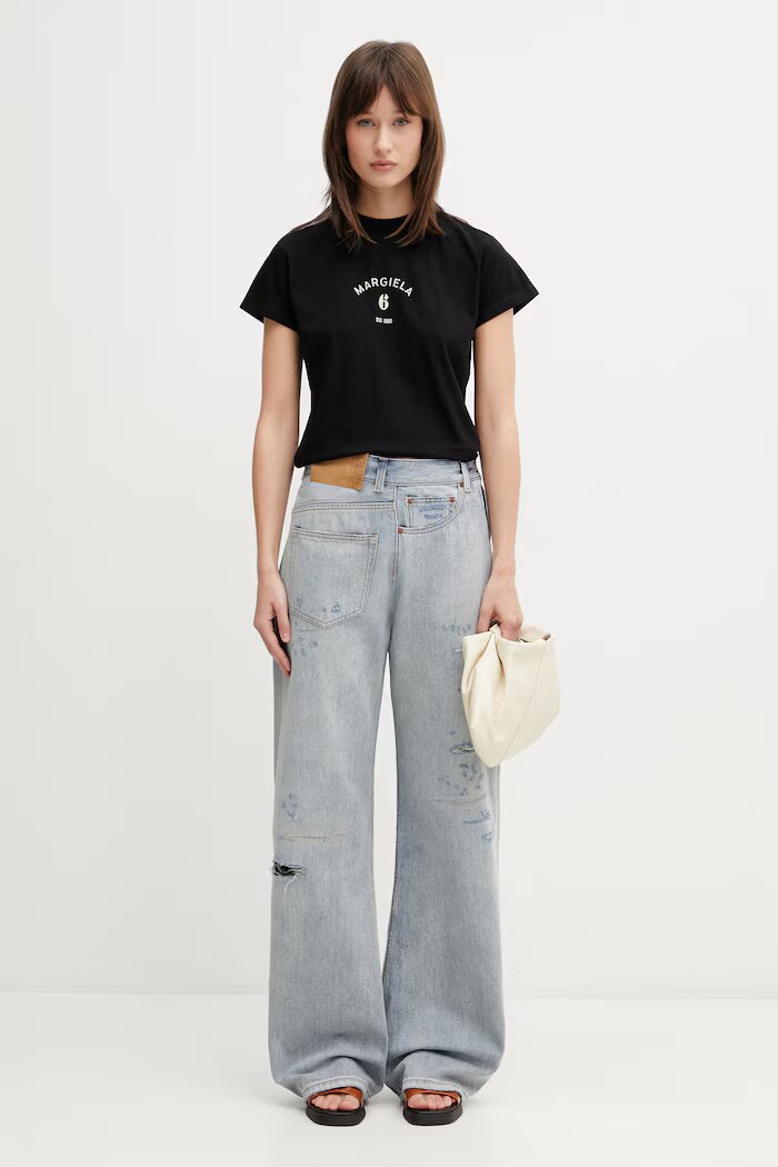 MM6 MAISON MARGIELA тениска дамска от памук черна S62GD0216.M20048