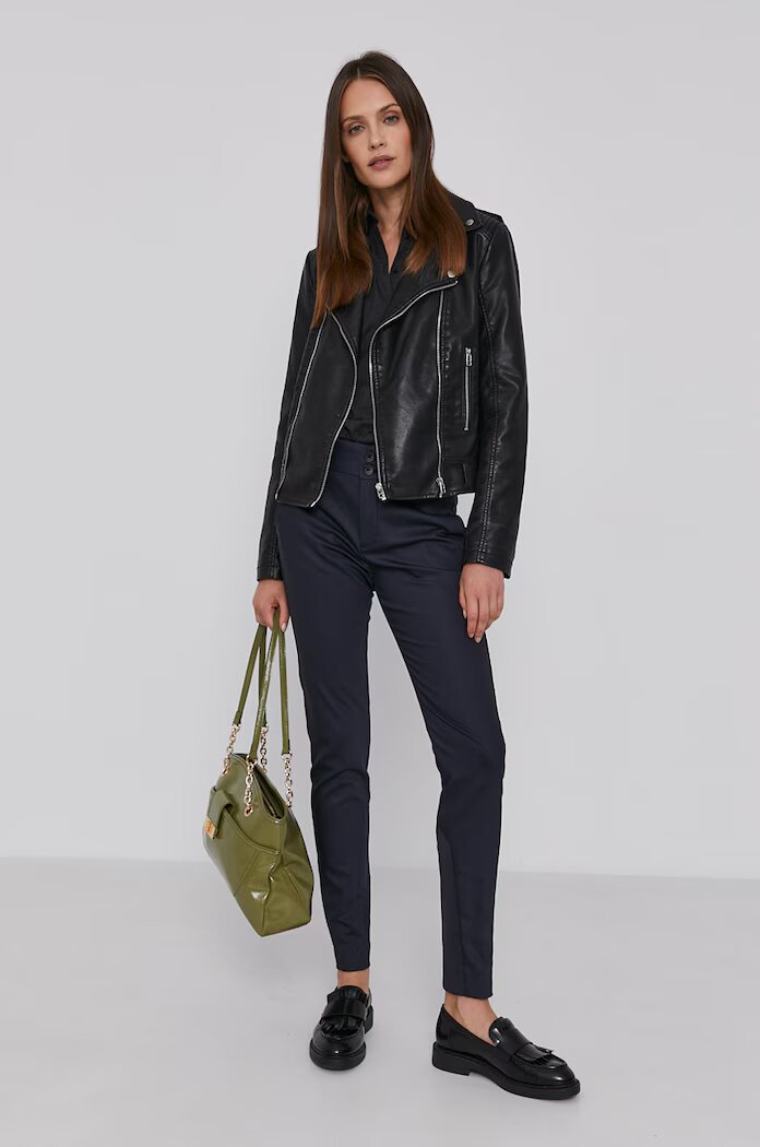 Mos Mosh Риза 131700 дамска в черно с кройка по тялото с класическа яка