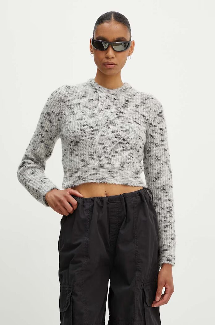 Moschino Jeans Пуловер с вълна дамски в сиво от топла материя 0903.8202