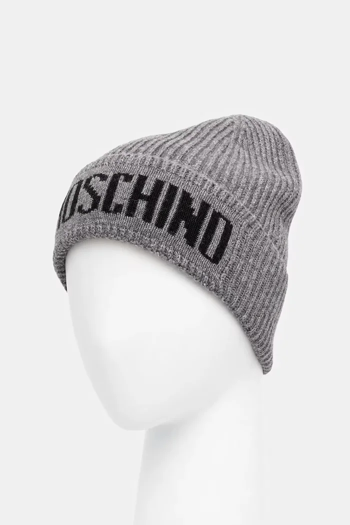 Moschino шапка мъжка с вълна сива M5875 60808