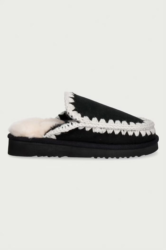 Mou чехли дамски от велур Eskimo Slipper черни MU.FW101125A