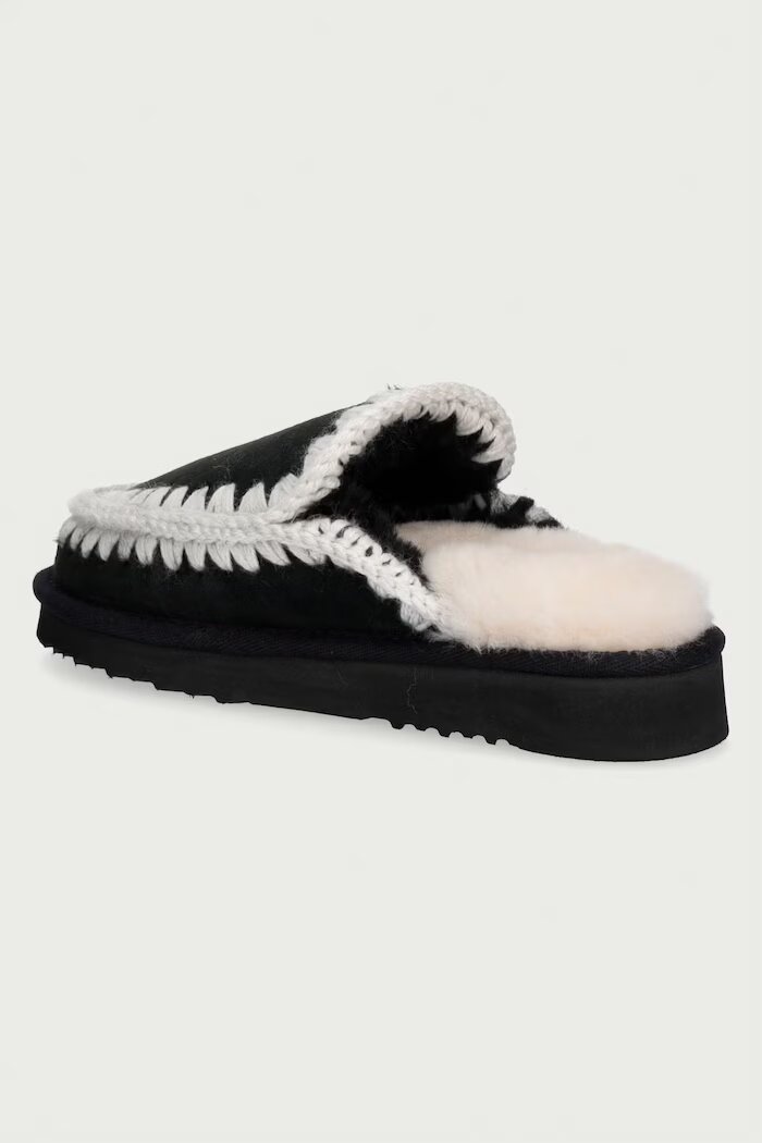 Mou чехли дамски от велур Eskimo Slipper черни MU.FW101125A
