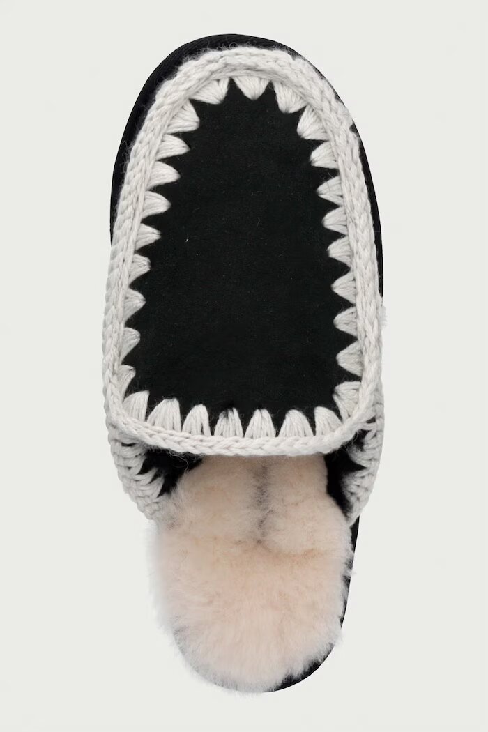 Mou чехли дамски от велур Eskimo Slipper черни MU.FW101125A