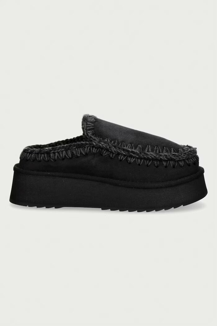 Mou чехли сабо дамски от велур Clog Eskimo Platform черни MU.FW681004A