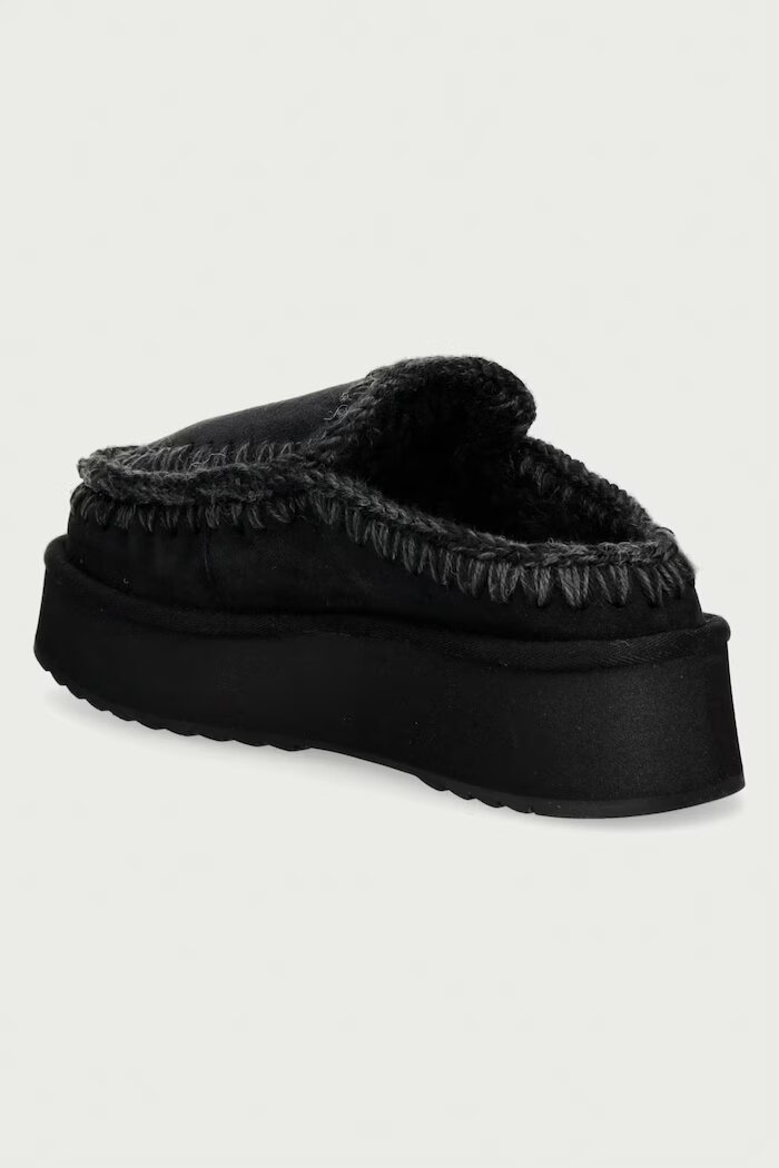 Mou чехли сабо дамски от велур Clog Eskimo Platform черни MU.FW681004A