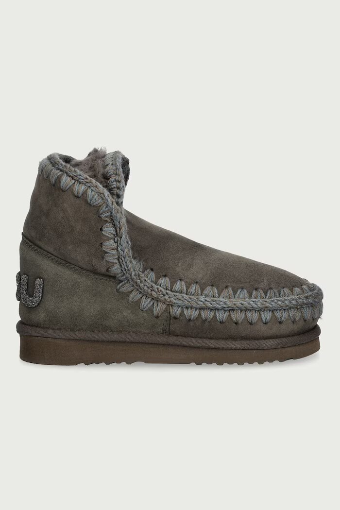 Mou Eskimo 18 Glitter Logo апрески дамски от велур зелени MU.FW101050A