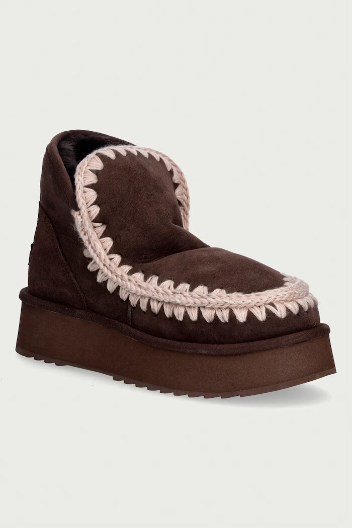Mou Mini Eskimo Platform Boot апрески дамски от велур кафяви MU.FW681000A