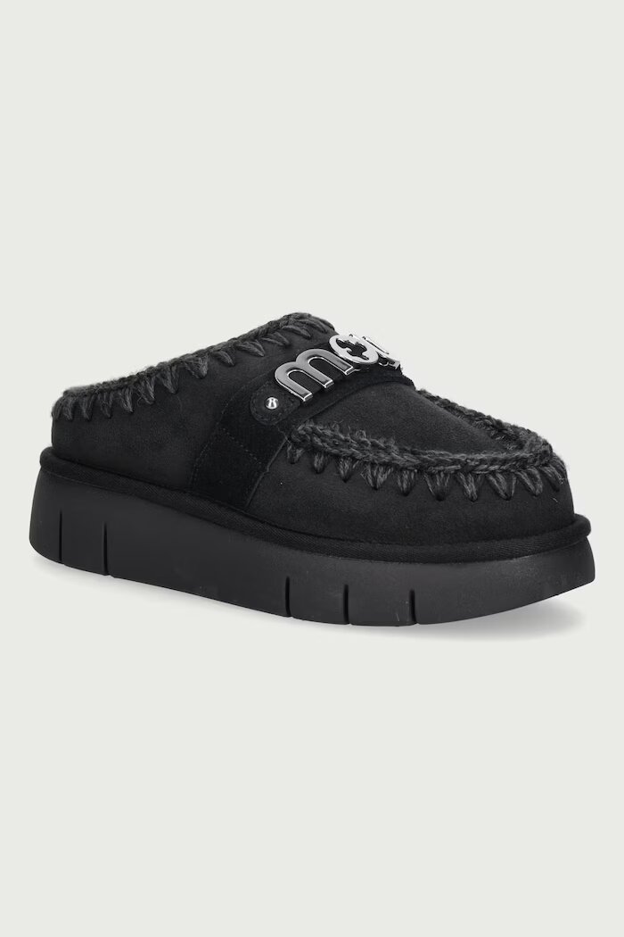 Mou пантофи дамски от велур Bounce Clog Metal Logo черни MU.FW531001A