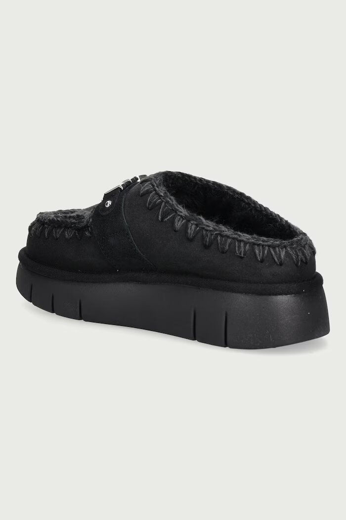 Mou пантофи дамски от велур Bounce Clog Metal Logo черни MU.FW531001A