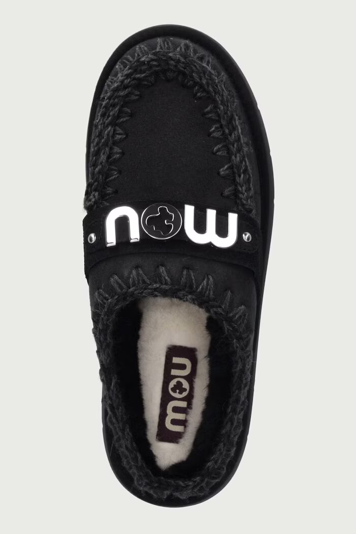 Mou пантофи дамски от велур Bounce Clog Metal Logo черни MU.FW531001A
