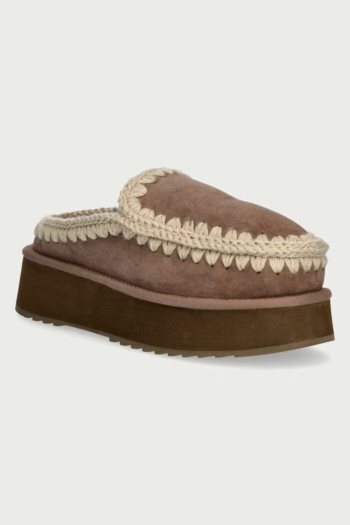 Mou пантофи дамски от велур Clog Eskimo Platform бежови MU.FW681004A