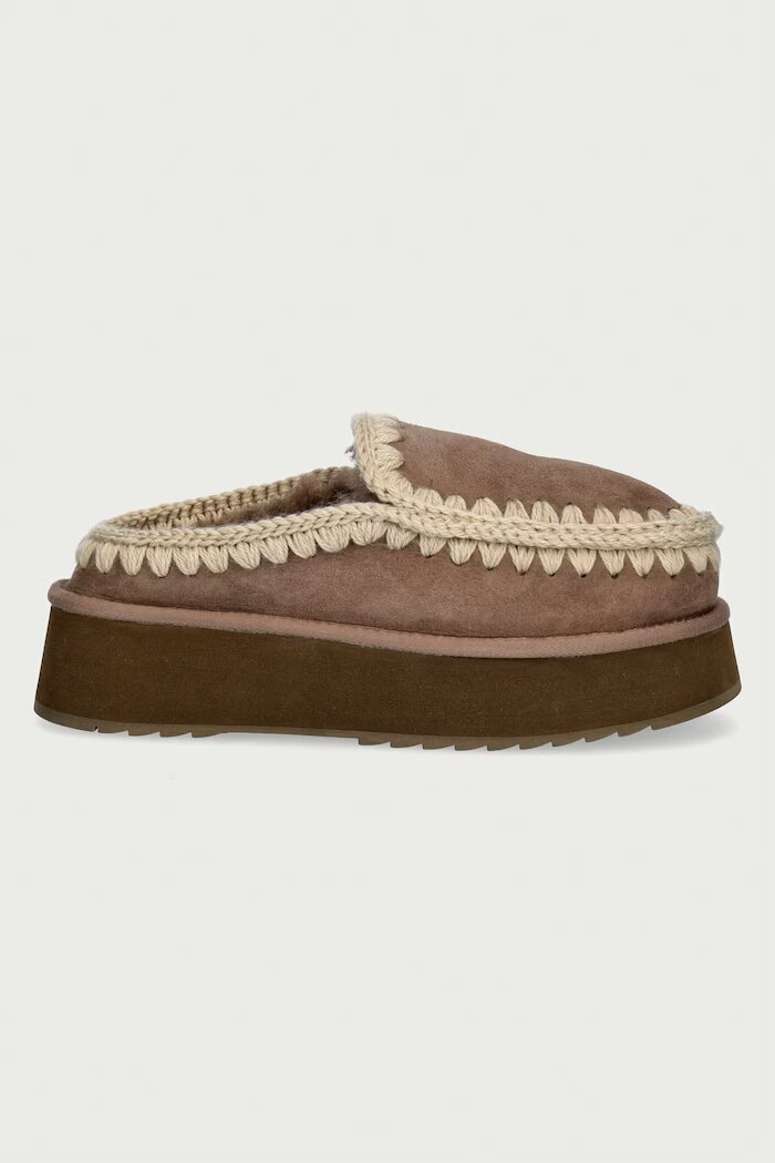 Mou пантофи дамски от велур Clog Eskimo Platform бежови MU.FW681004A