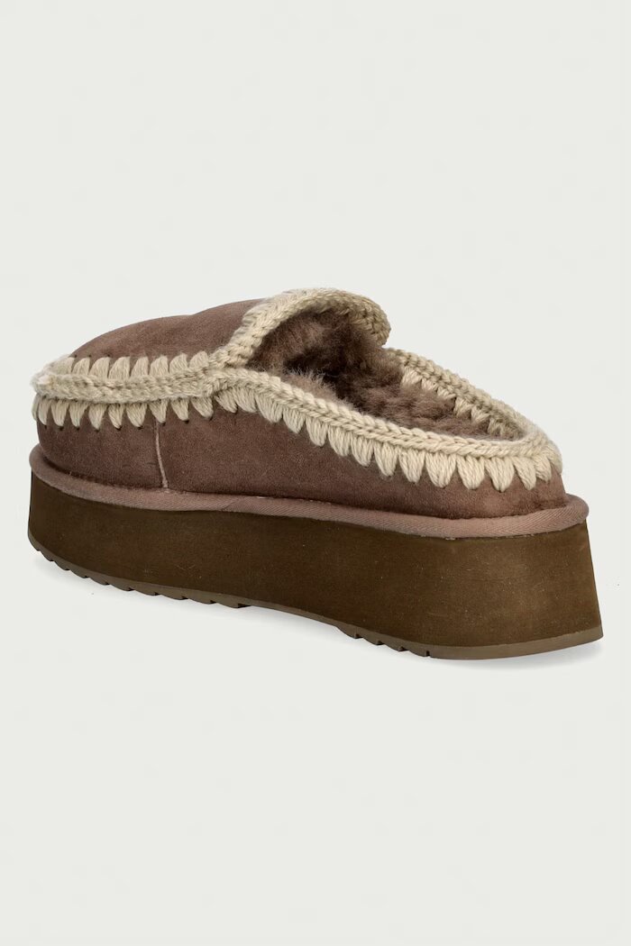 Mou пантофи дамски от велур Clog Eskimo Platform бежови MU.FW681004A