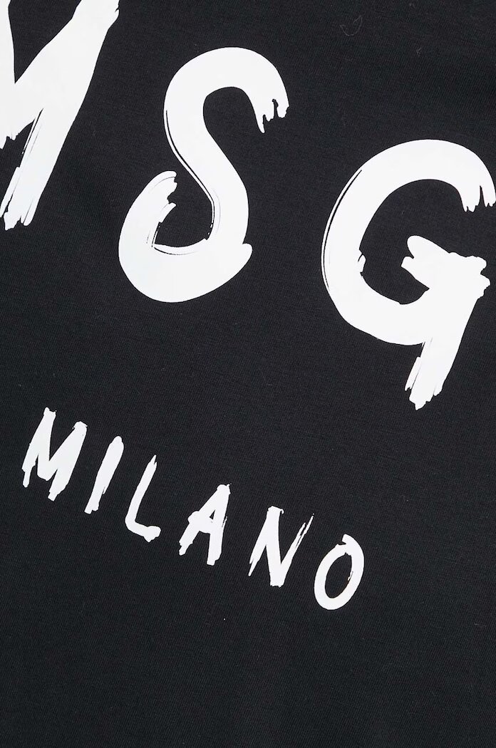 MSGM Памучна тениска в черно с принт 2000MM510.200002
