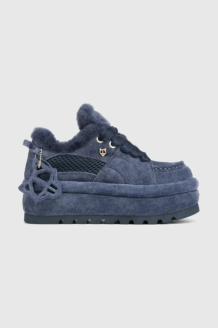 Naked Wolfe Beau апрески дамски от велур тъмносини Beau Navy Suede