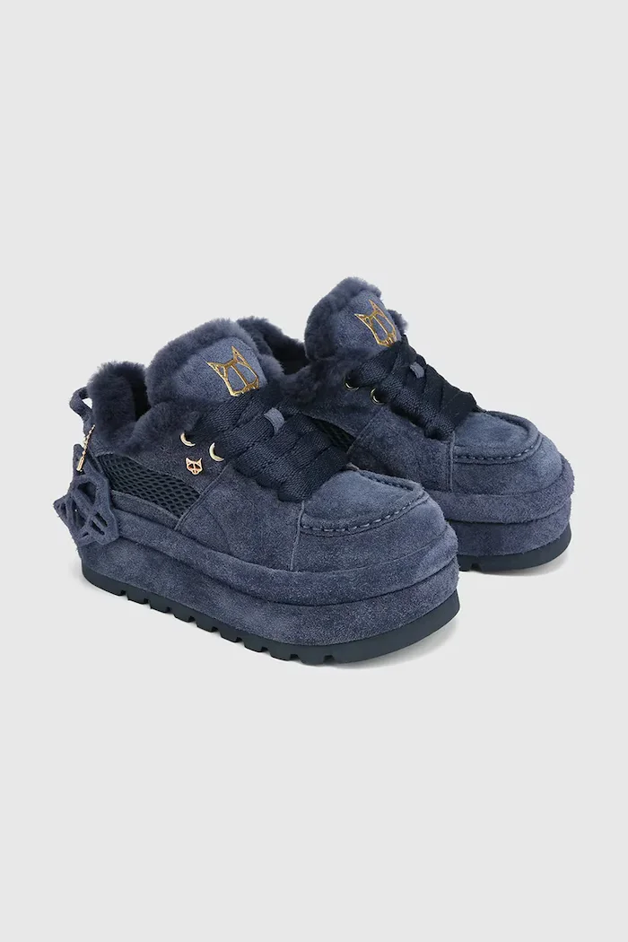 Naked Wolfe Beau апрески дамски от велур тъмносини Beau Navy Suede