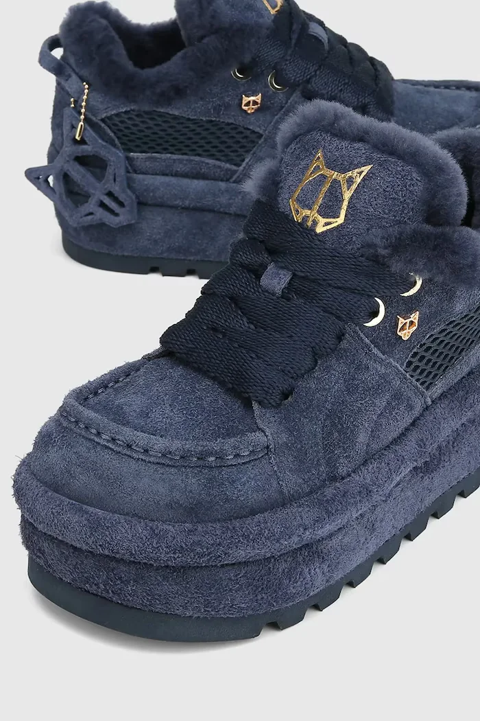 Naked Wolfe Beau апрески дамски от велур тъмносини Beau Navy Suede