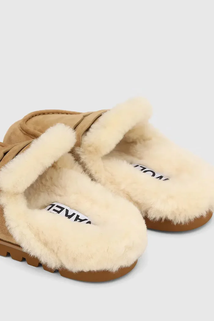 Naked Wolfe чехли сабо дамски от велур Corded бежови Corded Camel