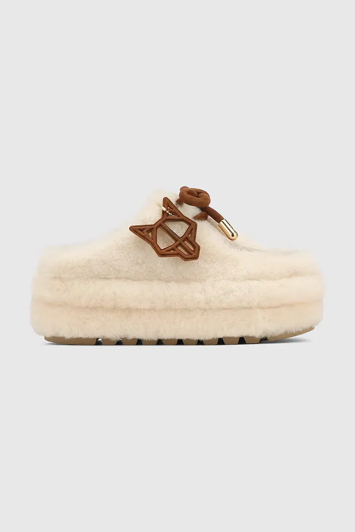 Naked Wolfe Пантофи Blizzard в бежово Blizzard Sand Suede/Shearling