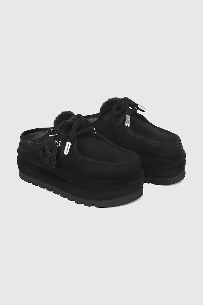 Naked Wolfe Велурени чехли Blizzard в черно Blizzard Suede Shearling Black