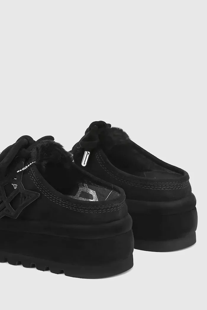 Naked Wolfe Велурени чехли Blizzard в черно Blizzard Suede Shearling Black