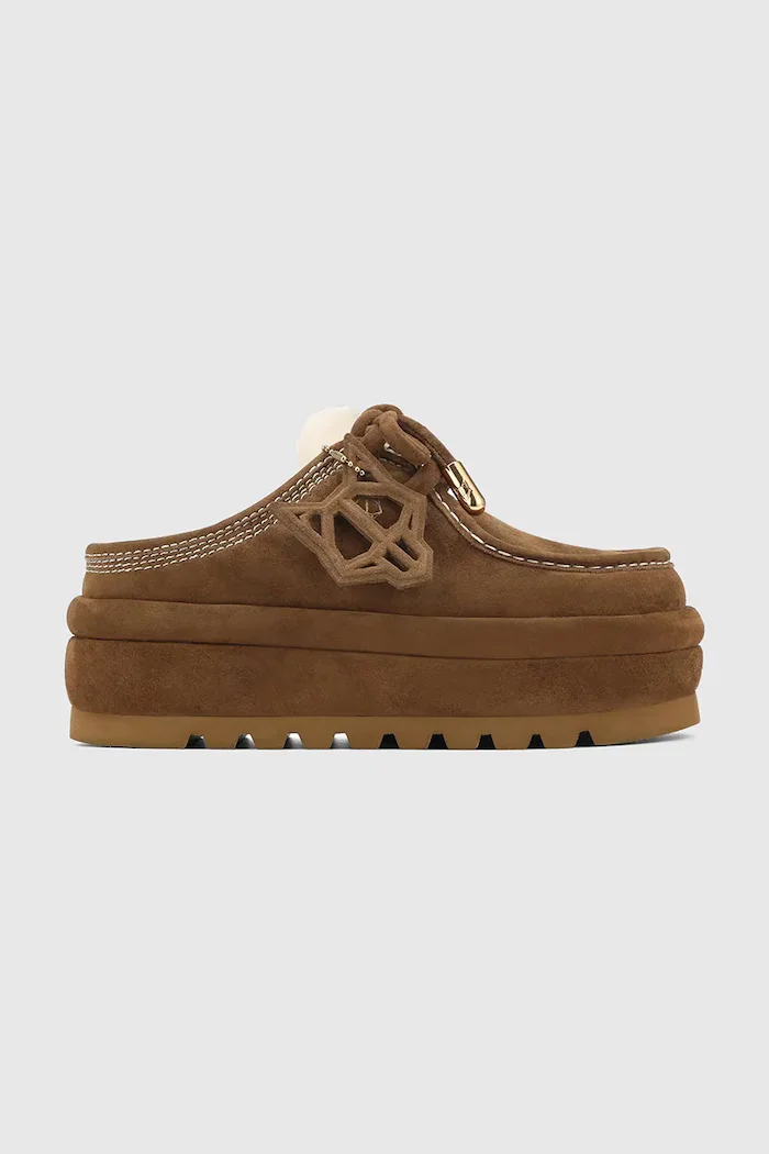 Naked Wolfe Велурени чехли Blizzard в кафяво Blizzard Suede Shearling Tan