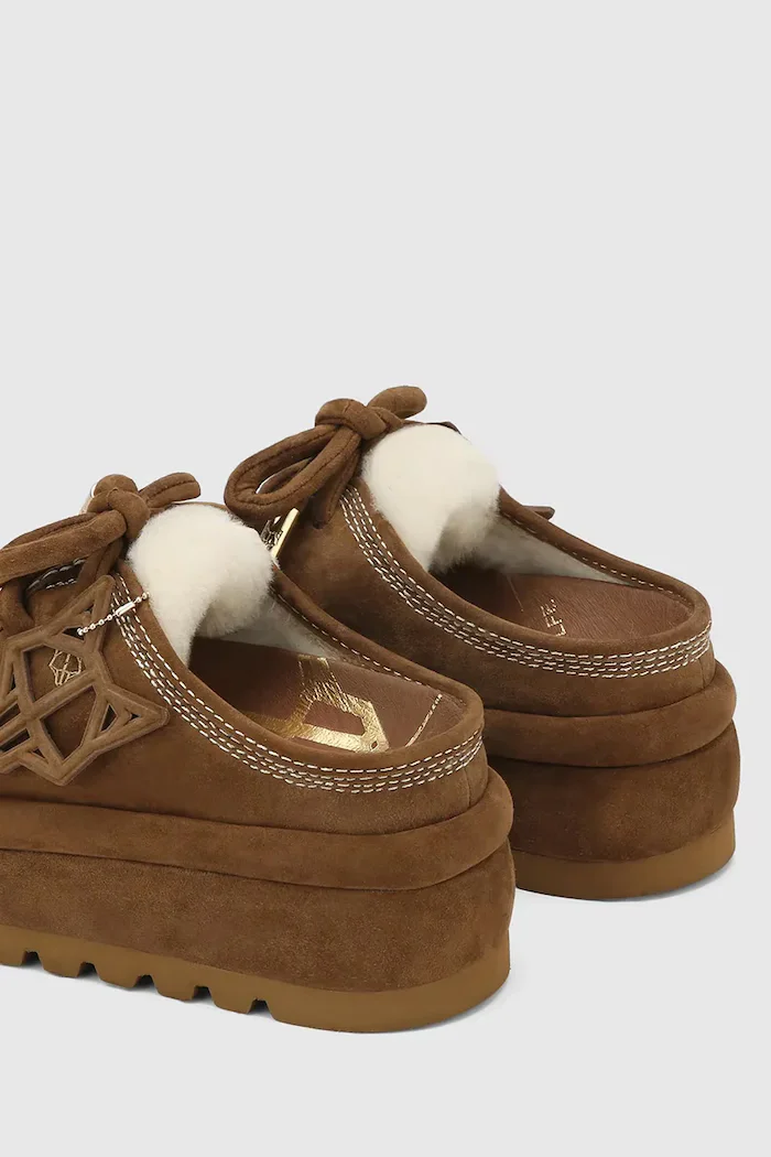 Naked Wolfe Велурени чехли Blizzard в кафяво Blizzard Suede Shearling Tan