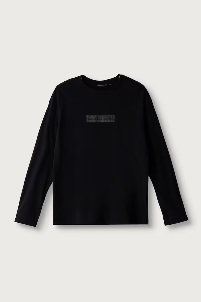 Napapijri блуза с дълги ръкави за деца от памук S-NEW BOX LOGO LS черна NP0A8B3N9411