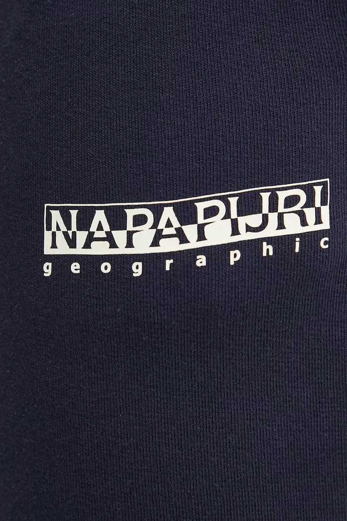 Napapijri Памучен спортен панталон M-Gori в тъмносиньо с принт NP0A4IDS1761