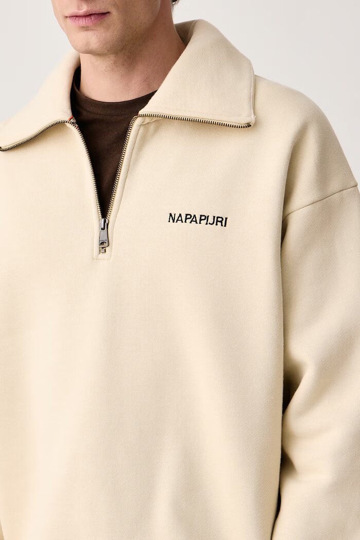 Napapijri уголемен суичър мъжки с памук Tenri бежов NP0A8AVGN5E1