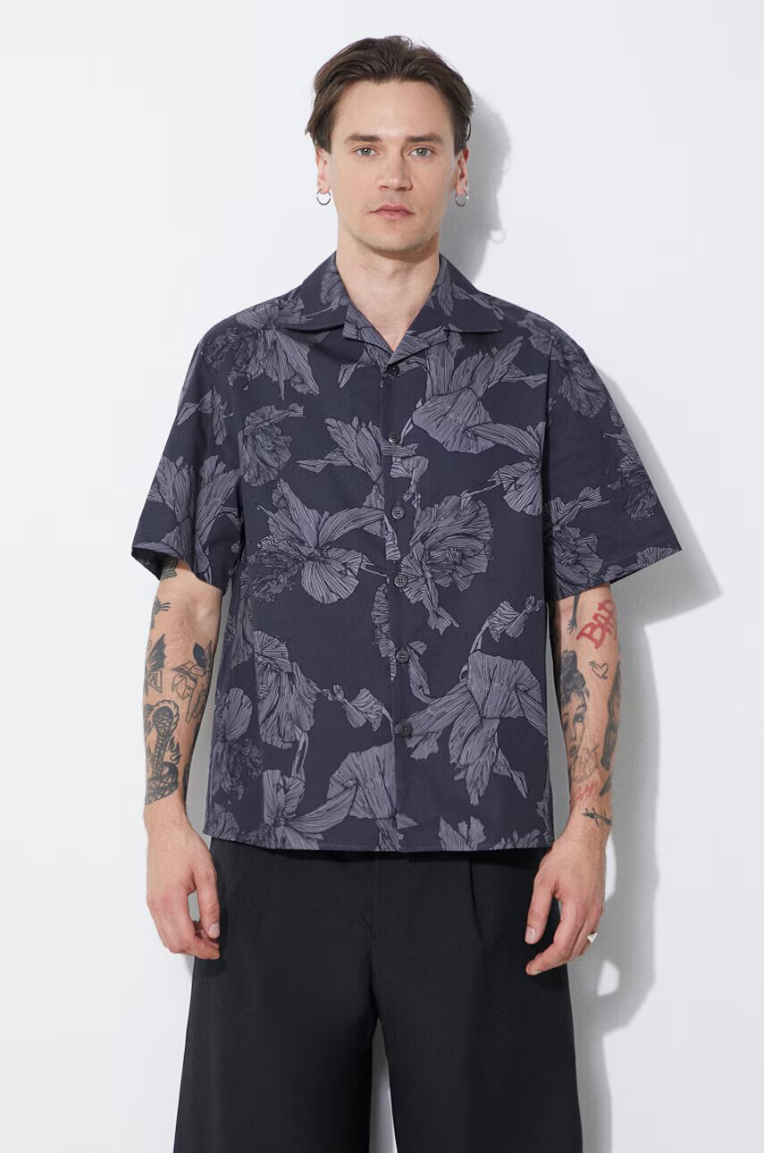 Neil Barrett Памучна риза Boxy Bold Flowers Print Short Sleeve Shirt