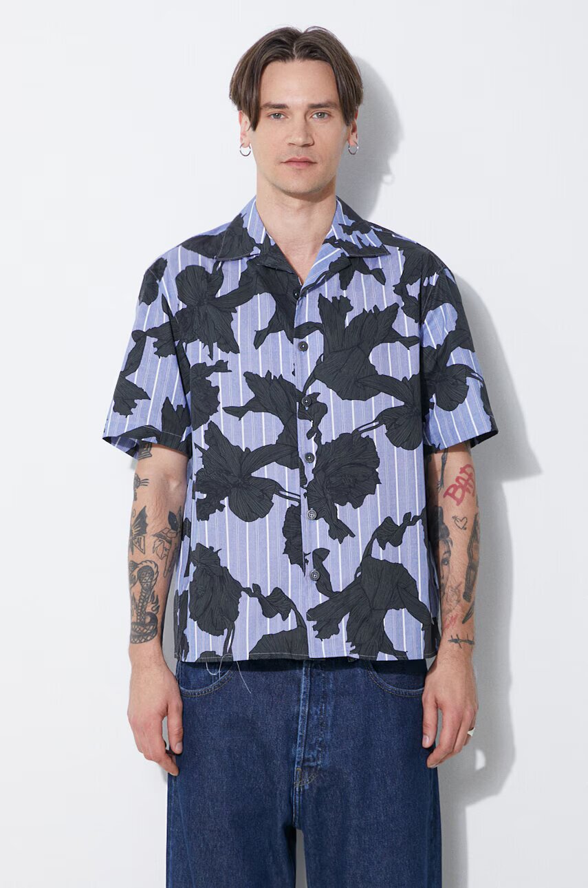 Neil Barrett Памучна риза Boxy Bold Flowers Print Short Sleeve Shirt