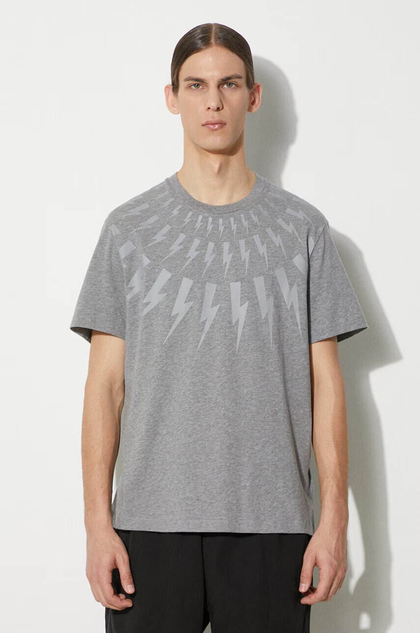 Neil Barrett Памучна тениска Fairisle Thunderbolt Slim