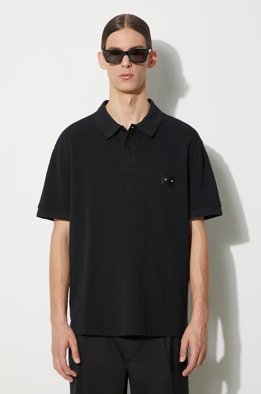 Neil Barrett Памучна тениска с яка Loose Pierced Nipple Polo