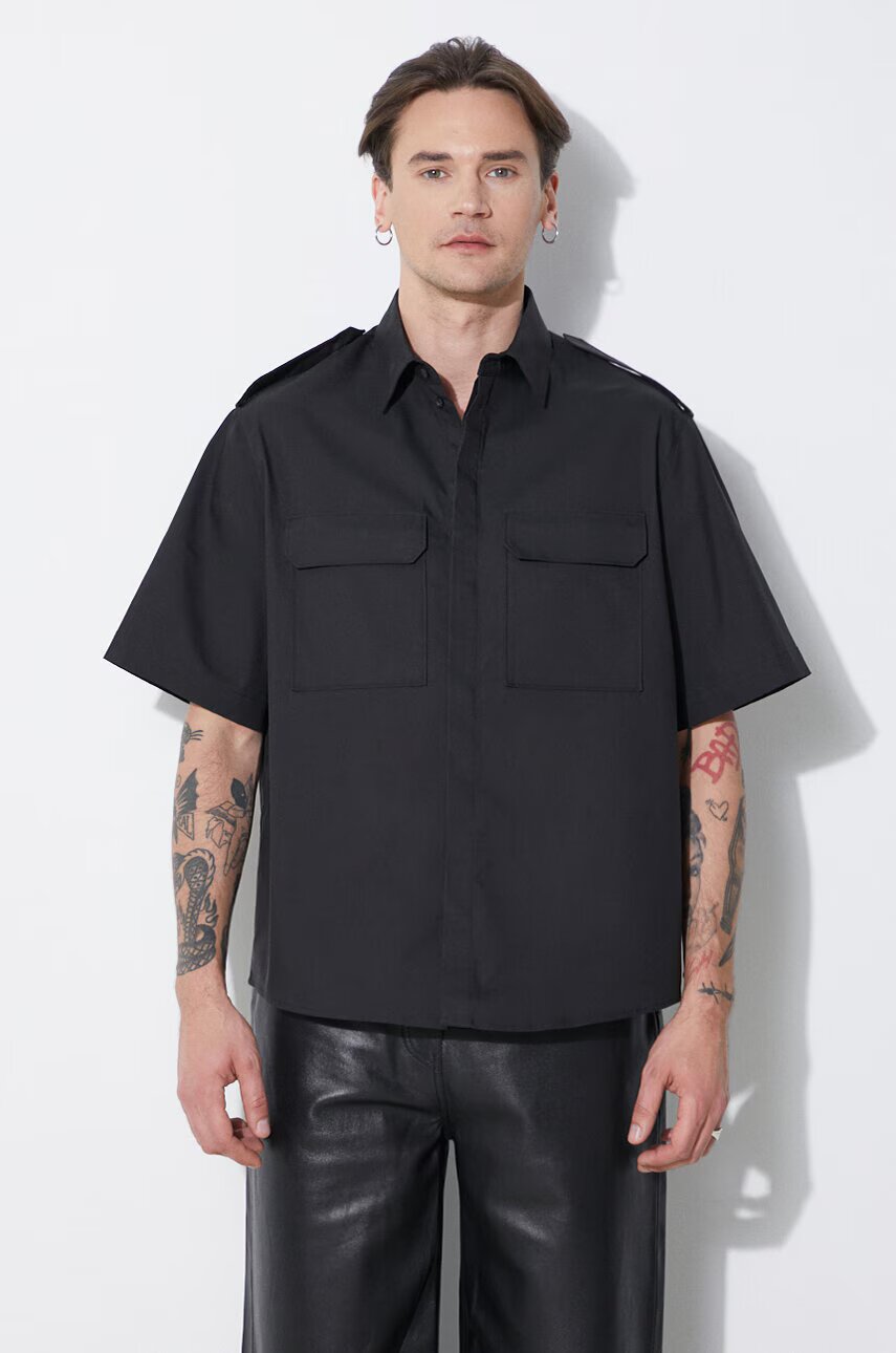 Neil Barrett Риза Loose Military Police Detail Short Sleeve Shirt